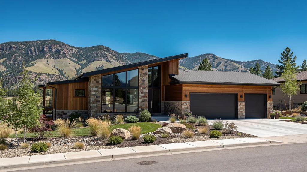 The image shows a picturesque Colorado residential home set against the backdrop of majestic mountain foothills under a clear blue sky. This serene environment highlights the importance of maintaining indoor air quality, as homeowners may consider air duct cleaning services to prevent dust and other contaminants from affecting their living space.